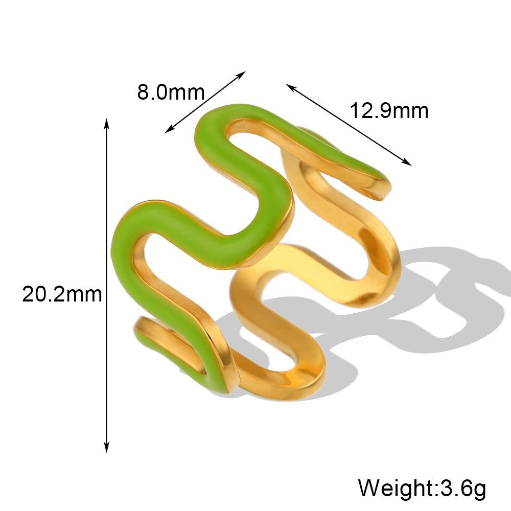 Women Fashion Circle Geometric Stainless Steel 18K Gold Plated Rings