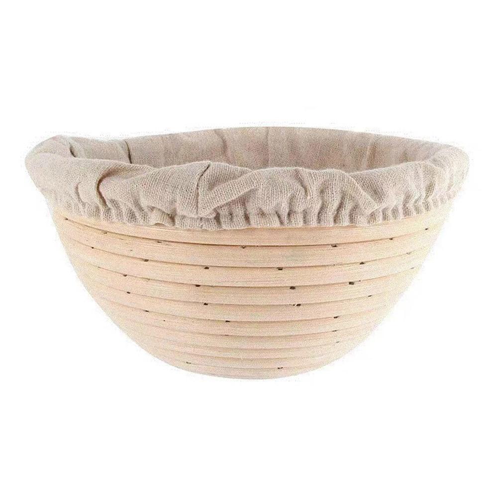 

Round Rattan Dough Basket with Cloth Cover Bread Proofing Proving Baskets, 501 Original