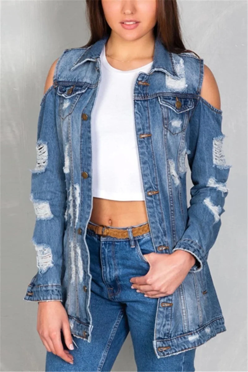 Fashion Sexy Denim Jacket (Without T-Shirt)