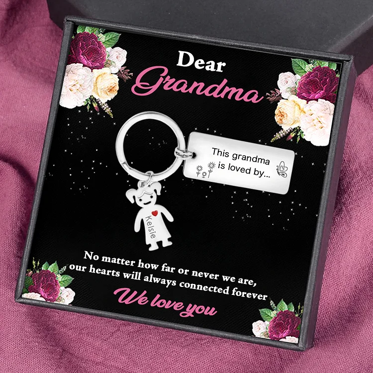 Custom 1 Names Personalized Family Keychain Gift for Grandma