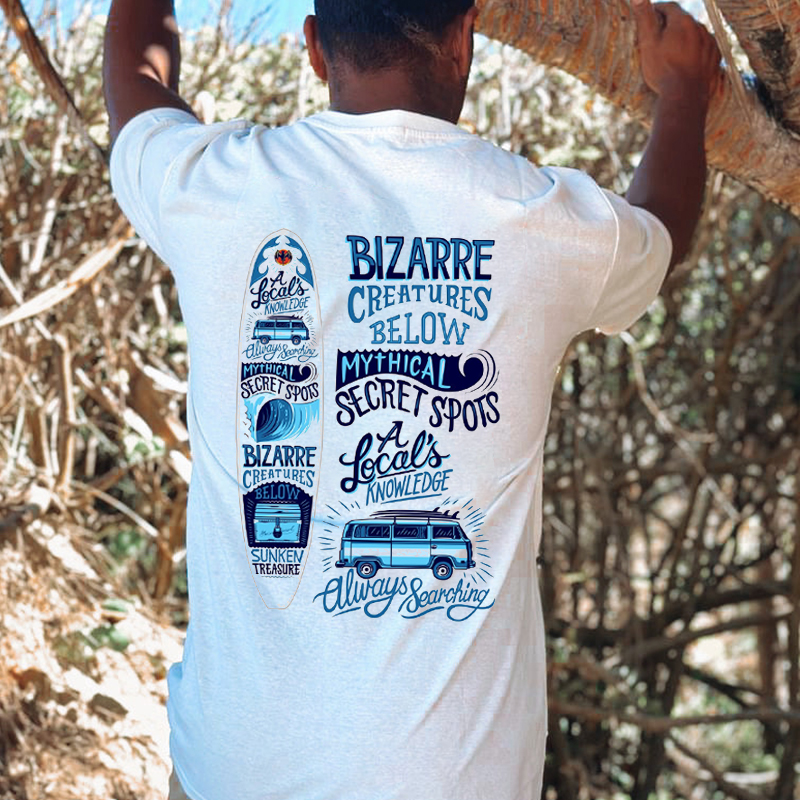 Men's Surf Print Beach Vacation Retro Vintage T-shirt