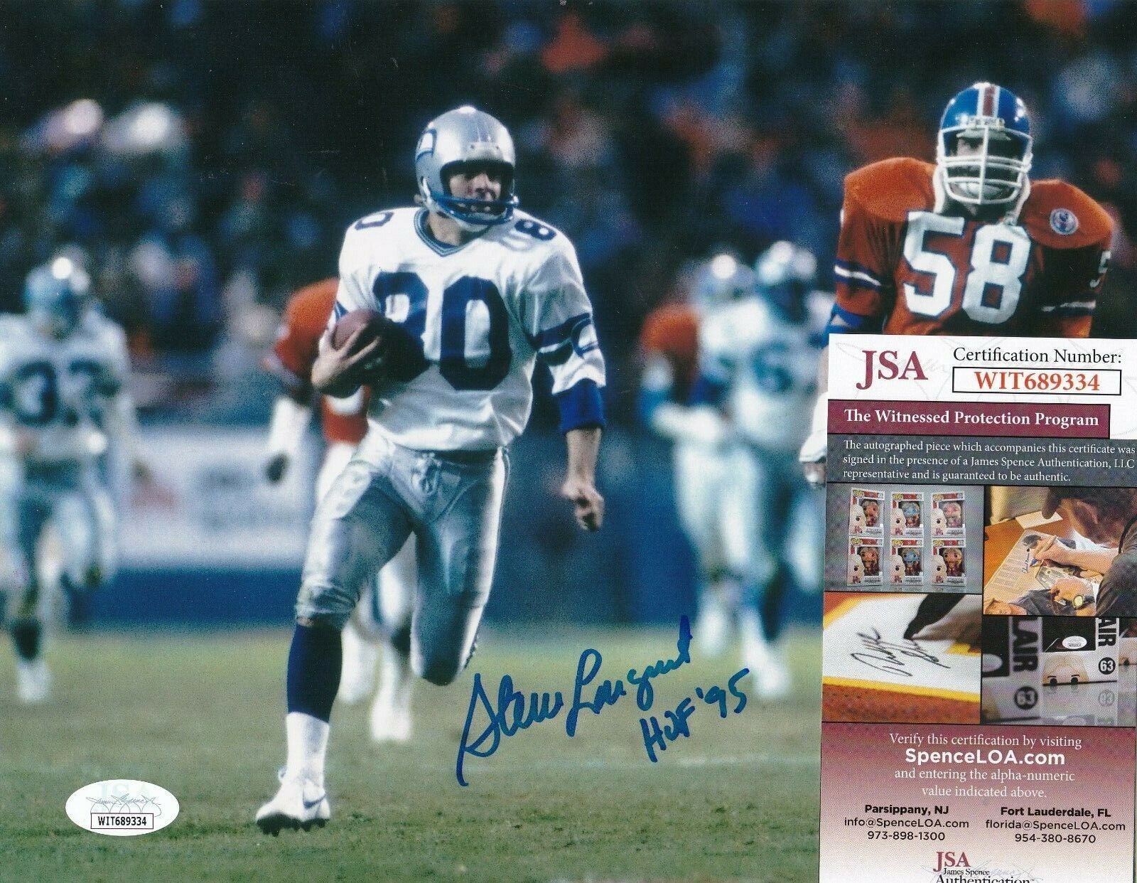 STEVE LARGENT SEATTLE SEAHAWKS HOF 95 ACTION SIGNED 8x10 Photo Poster painting