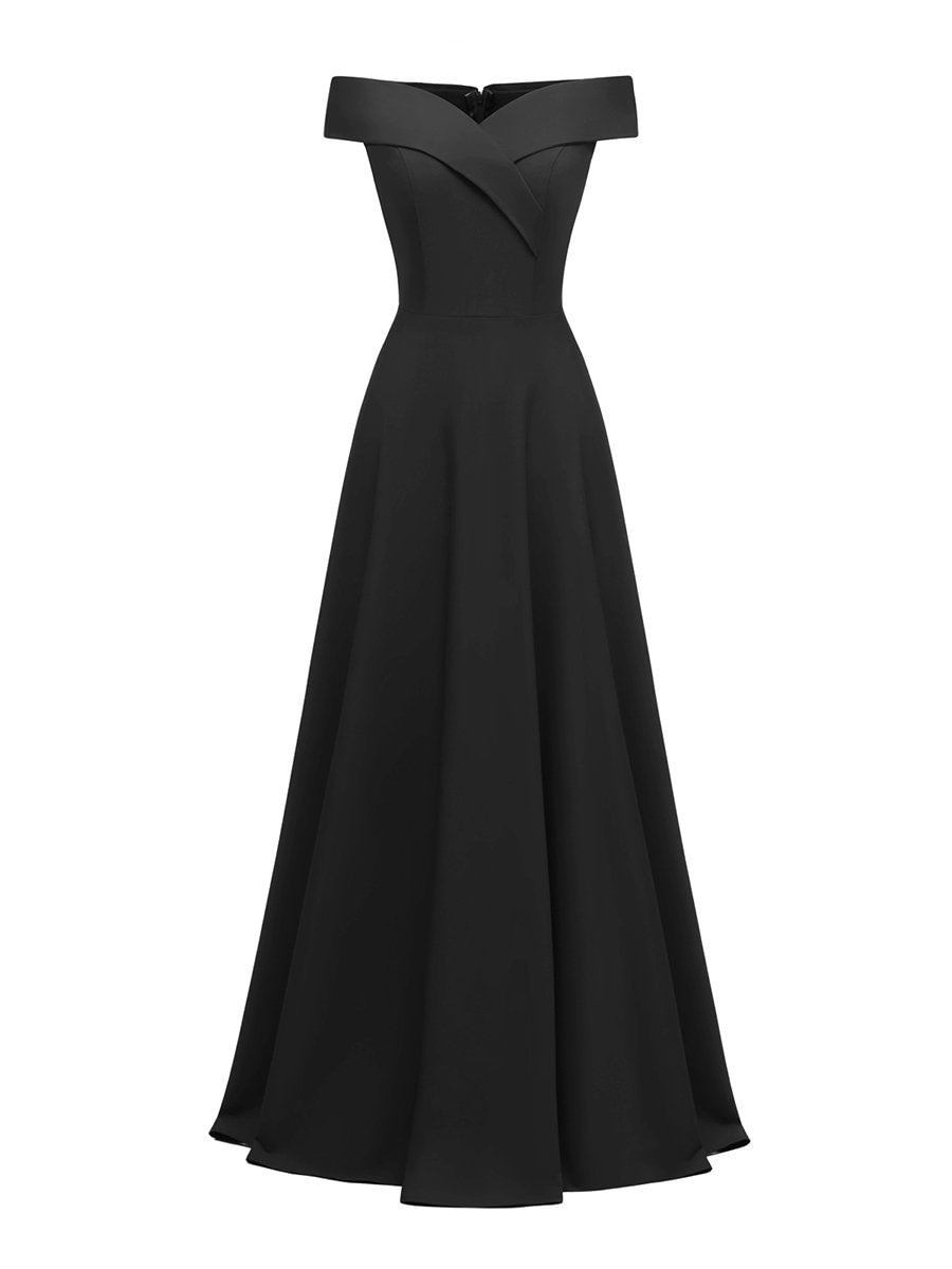 Elegant Full Dress Slash Neck Maxi Long Dress