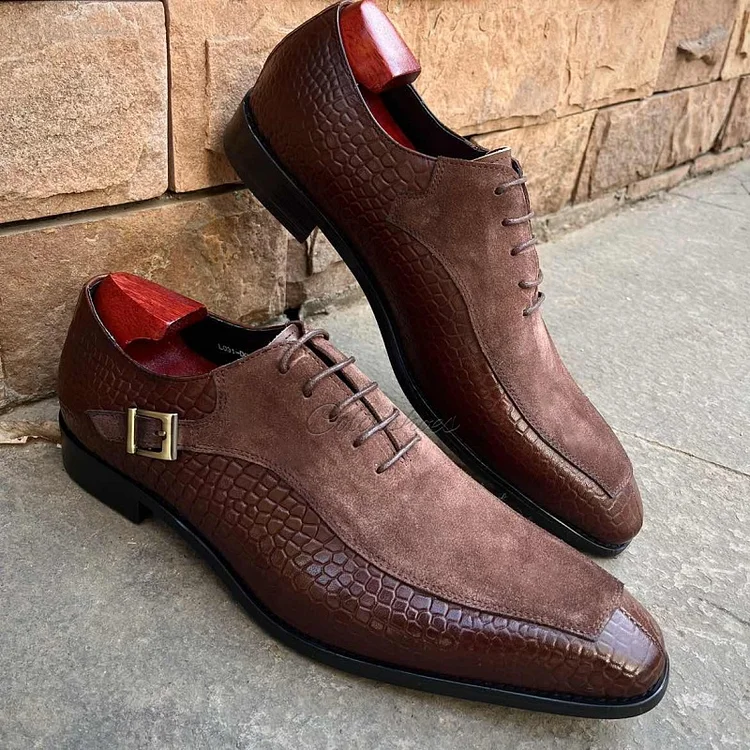 【PLUS SIZE】Men's Genuine Leather Patchwork Business Dress Shoes