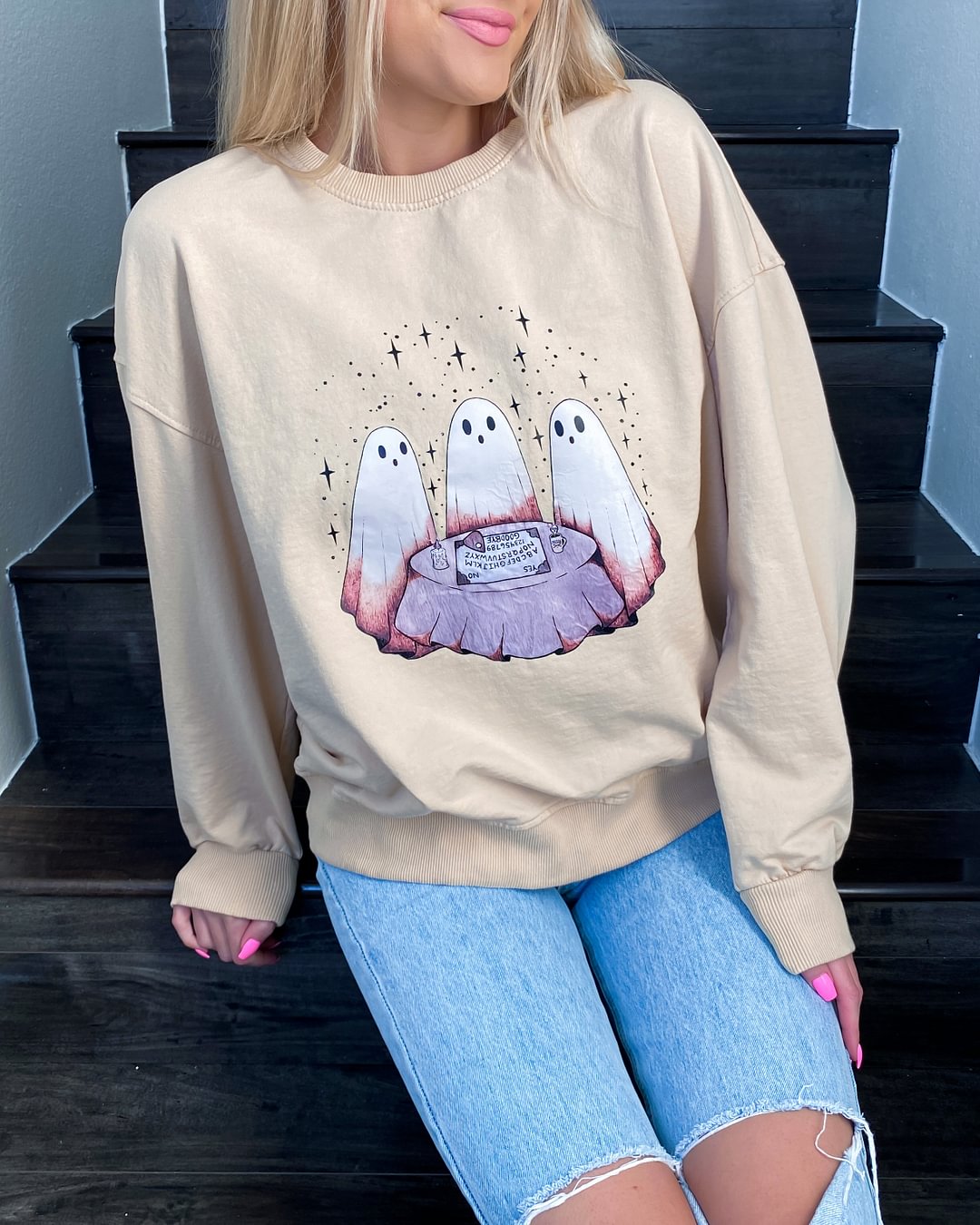 Cute And Fun Ghost Print Fashion Sweatshirt - Krazyskull