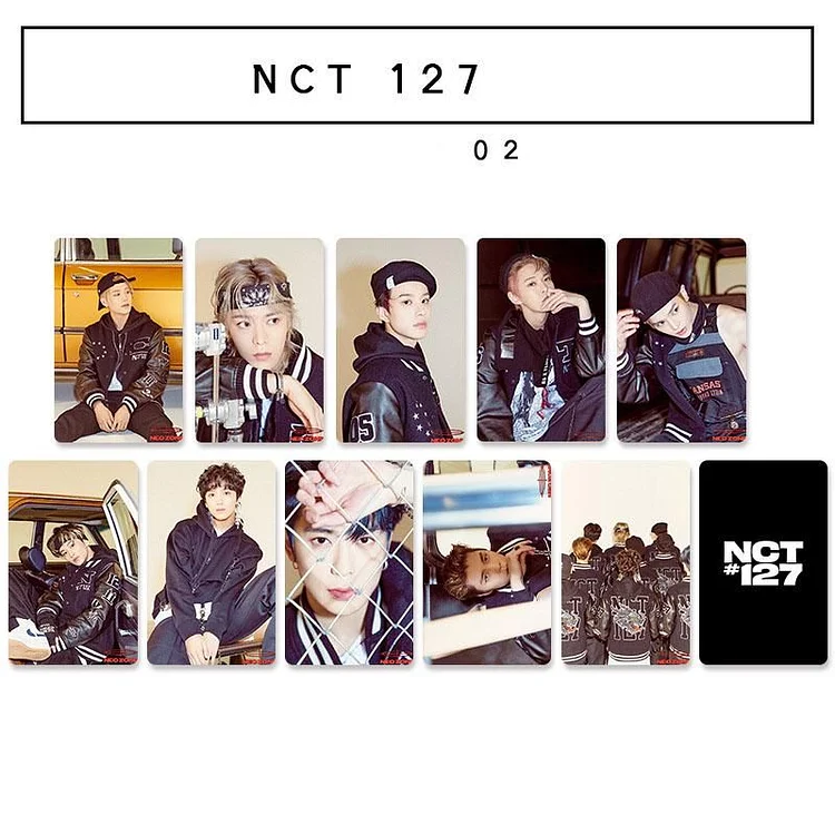 Kpop NCT 127 STICKER Album Photo Card Round Corner Autograph Photocard Set  of 9