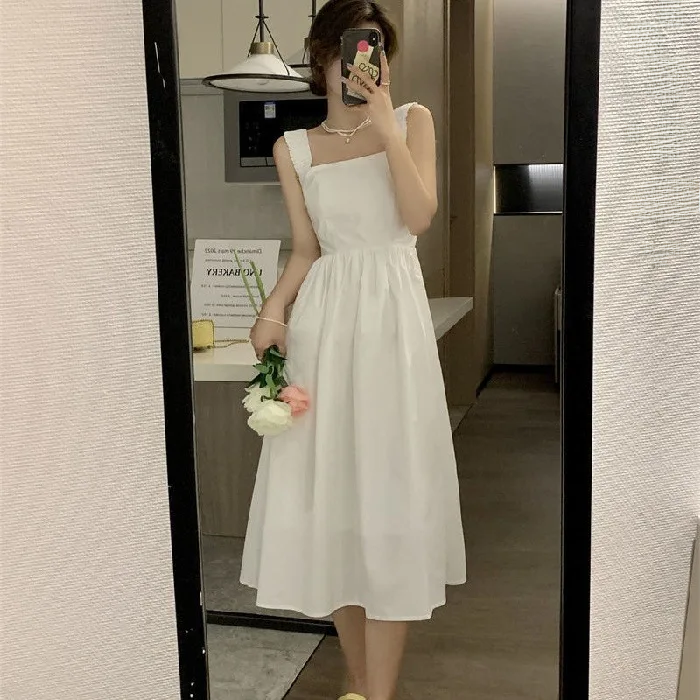 Mapsjack homecoming dresses French Style Women's Summer 2025 New Medium-length Waist-fitted Slimming Outerwear Elegant Love Tank Dress Women's Clothing Dresses
