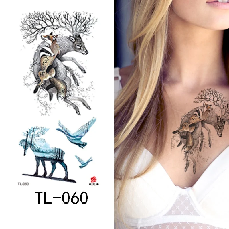 Flower arm waterproof tattoo stickers half arm painted animal durable waterproof European and American temporary tattoo stickers