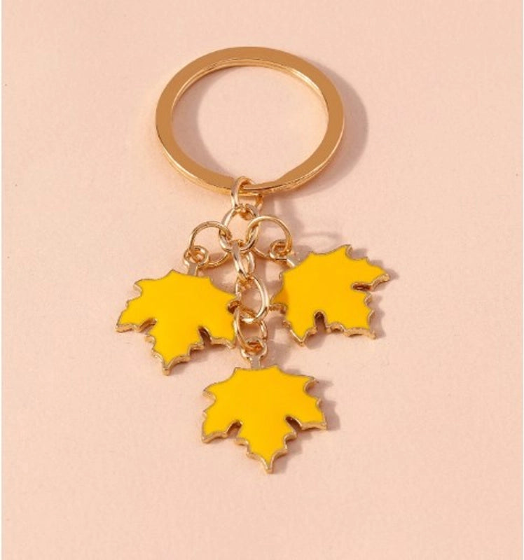 IG Style Ginkgo Leaf Alloy Enamel Bag Pendant Keychain