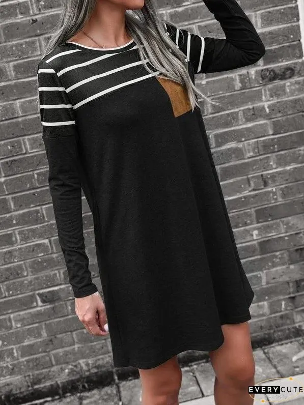 Dresses Loose Striped Pocket Panel Long Sleeve Dress for Women
