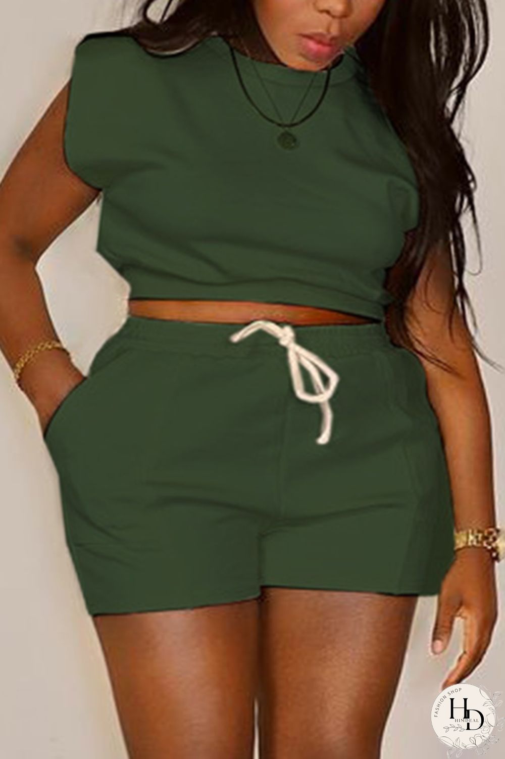 White Casual Solid Patchwork O Neck Sleeveless Two Pieces