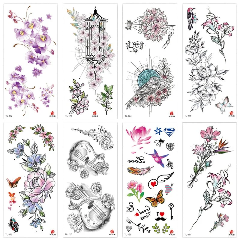 Flower animal totem romantic beautiful bird fragrance waterproof lasting men and women personality temporary tattoo stickers