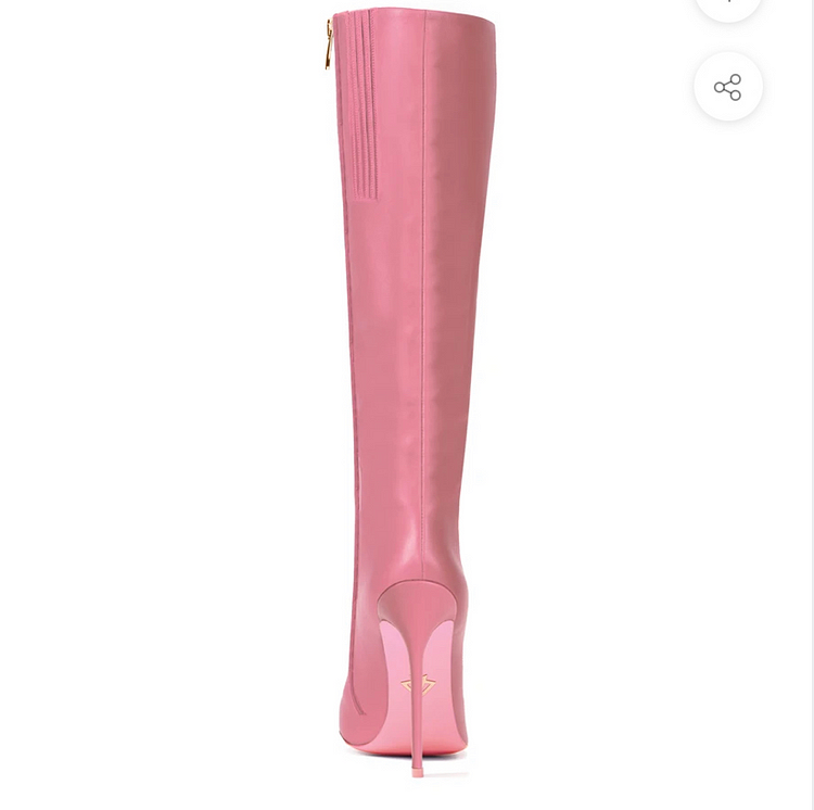 Custom Made Pink Pointy Toe Booties Women's Knee High Boots |FSJ Shoes