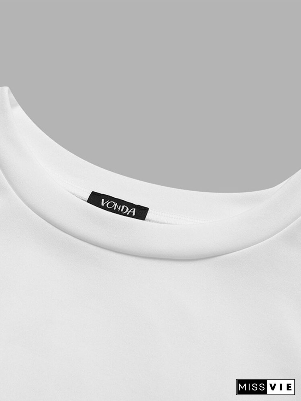 Crew Neck Solid Color Half Sleeve Casual Blouse