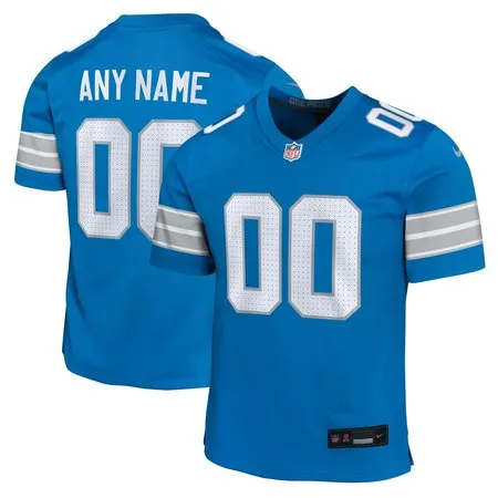 Youth Detroit Lions  Blue Custom Game Jersey