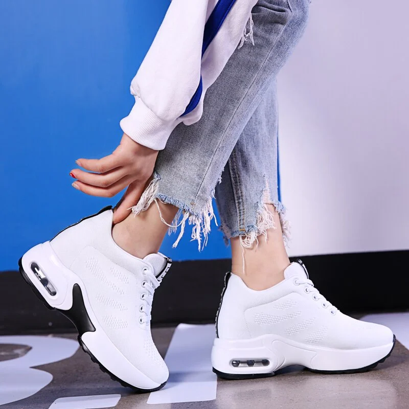 Wedges Shoes for Women Platform Shoes Breathable Casual Shoes Woman Fashion Sneakers Height Increasing Vulcanize Shoes Chunky