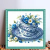 Blue And White Porcelain Flower-11CT /14CT Stamped Cross Stitch 40*40cm tapestrymarket