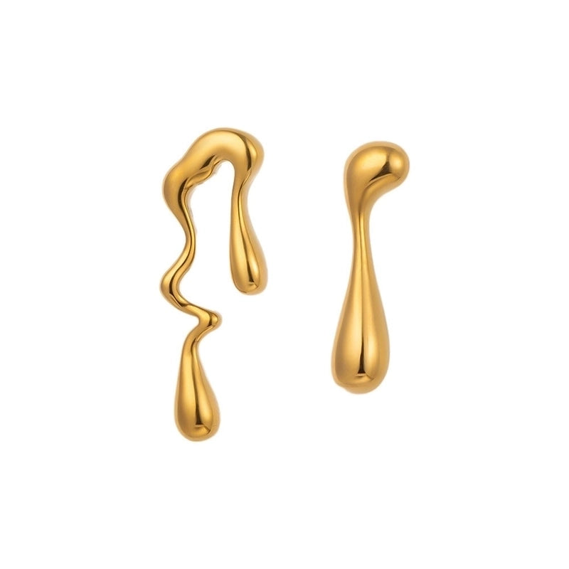 1 Pair Minimalist Water Droplets 304 Stainless Steel 18K Gold Plated Ear Clip Ear Studs