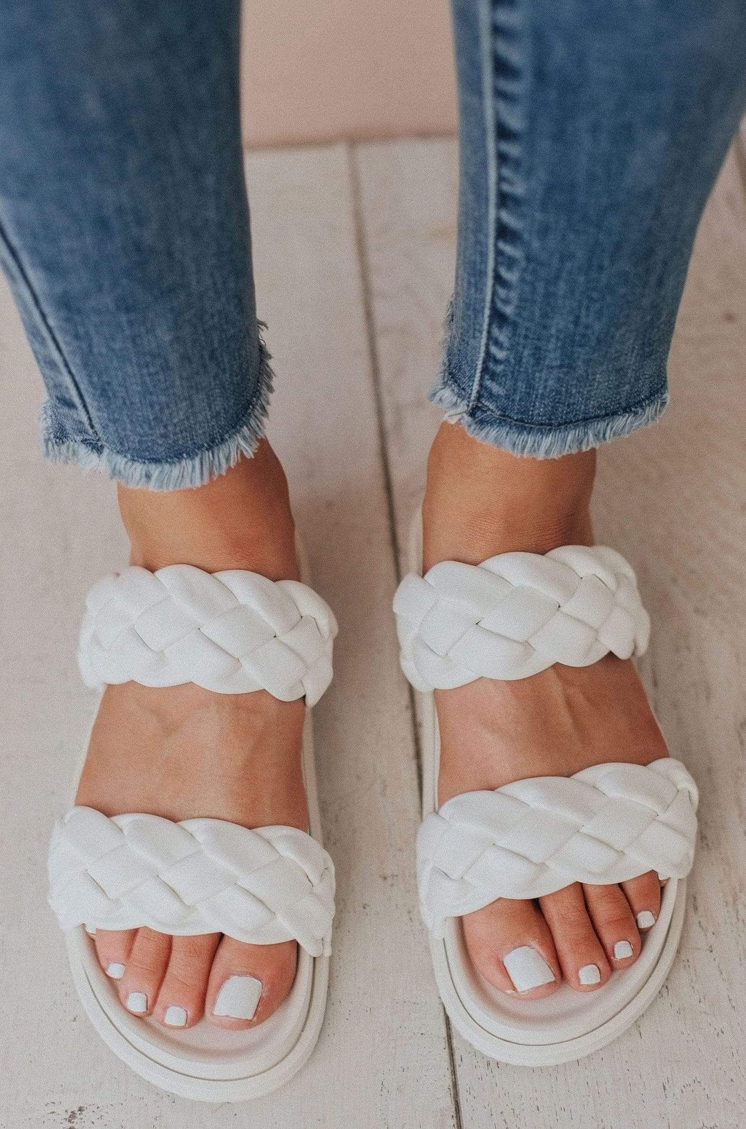 Double Braid Strap Slide on Sandals