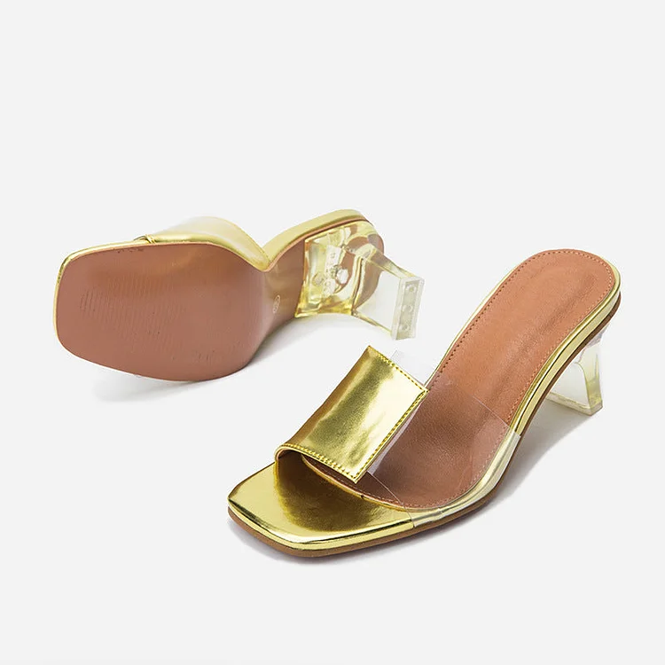 Color Blocking Slippers Crystal Heels Shoes Radinnoo.com
