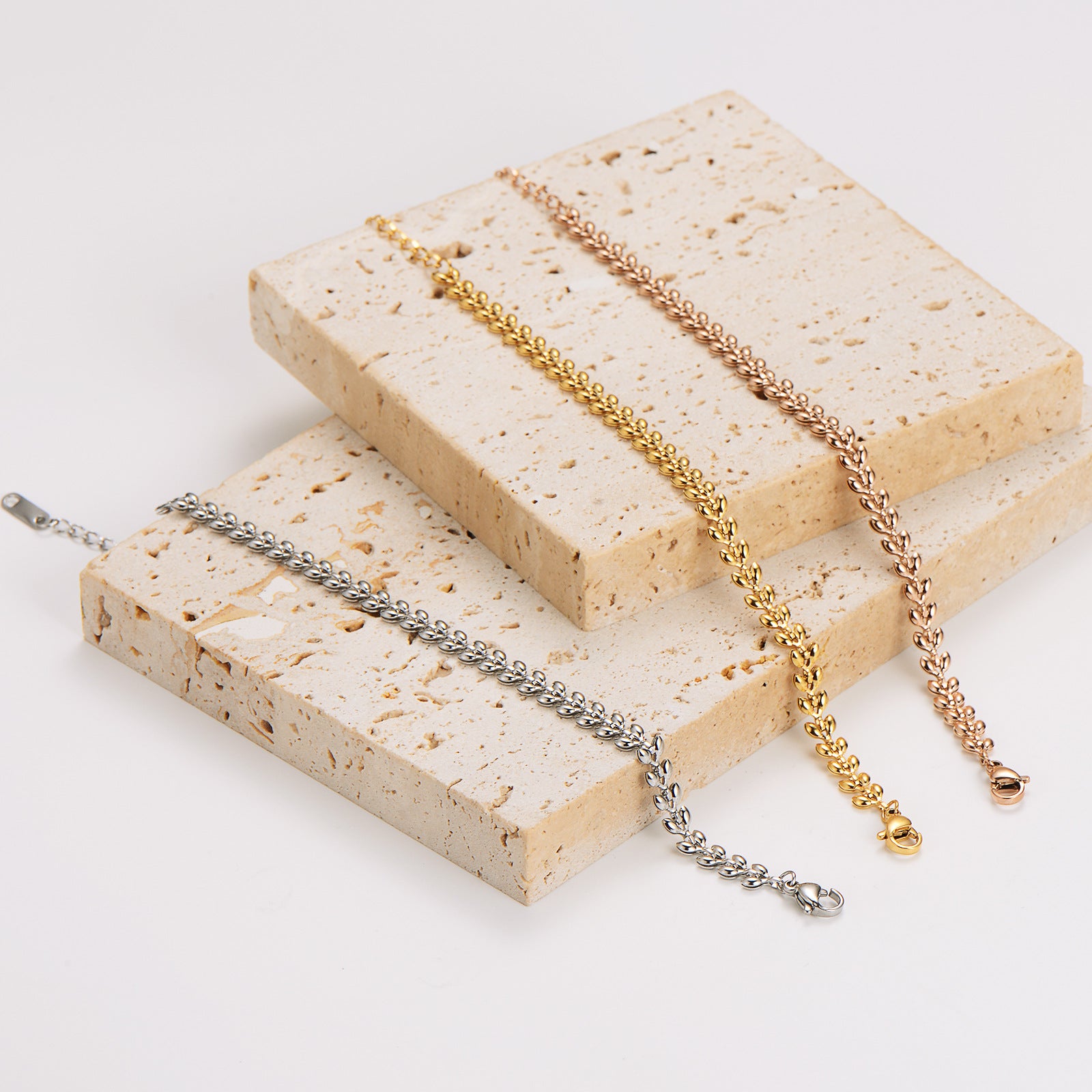 Fashion Women Checkered Fan-Shape Rhombus Stainless Steel Electroplating Bracelets3