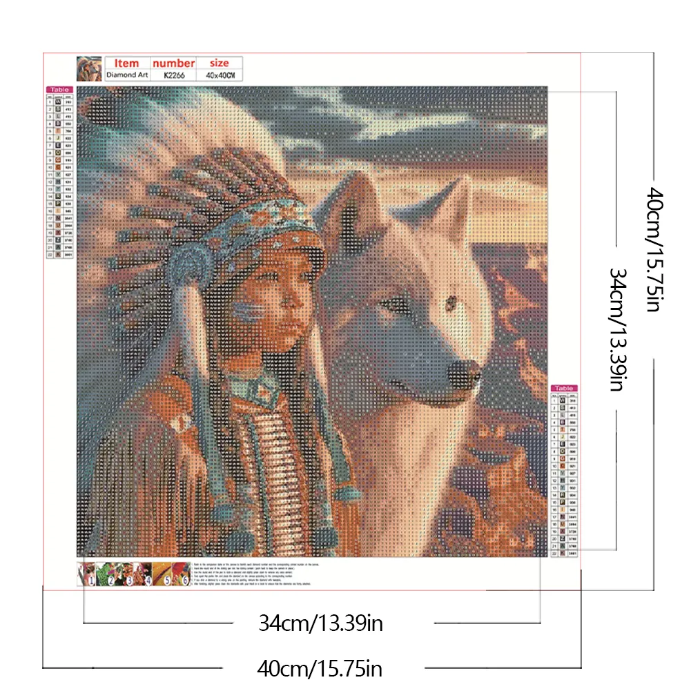 Diamond Painting - Full Round Drill - Indians Wolf(Canvas|40*40cm)