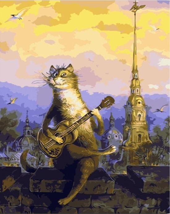 

Guitarist Cat – Paint By Numbers - 40*50CM, 501 Original