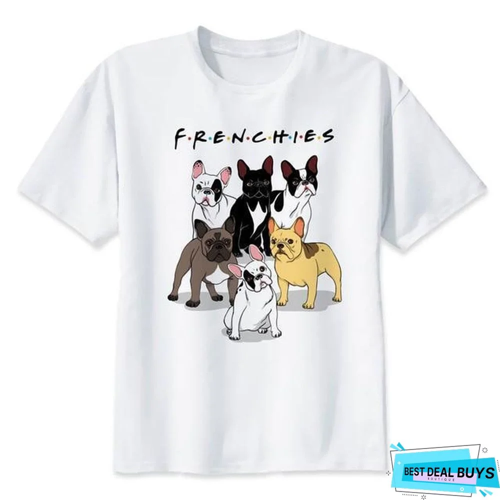 French Bulldog Casual White Printed Short Sleeve T-Shirt For Men/Women Tops Tees