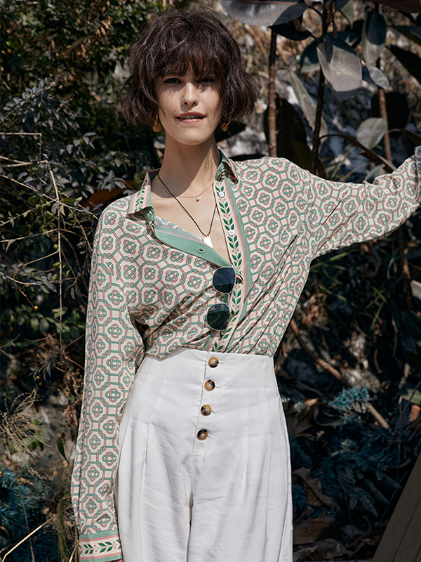 Knot Pattern Silk Shirt-Real Silk Life