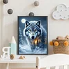 30x40cm Wolf 5d DIY Vollbohrer Runde Diamantmalerei Kit Haus Wanddekoration