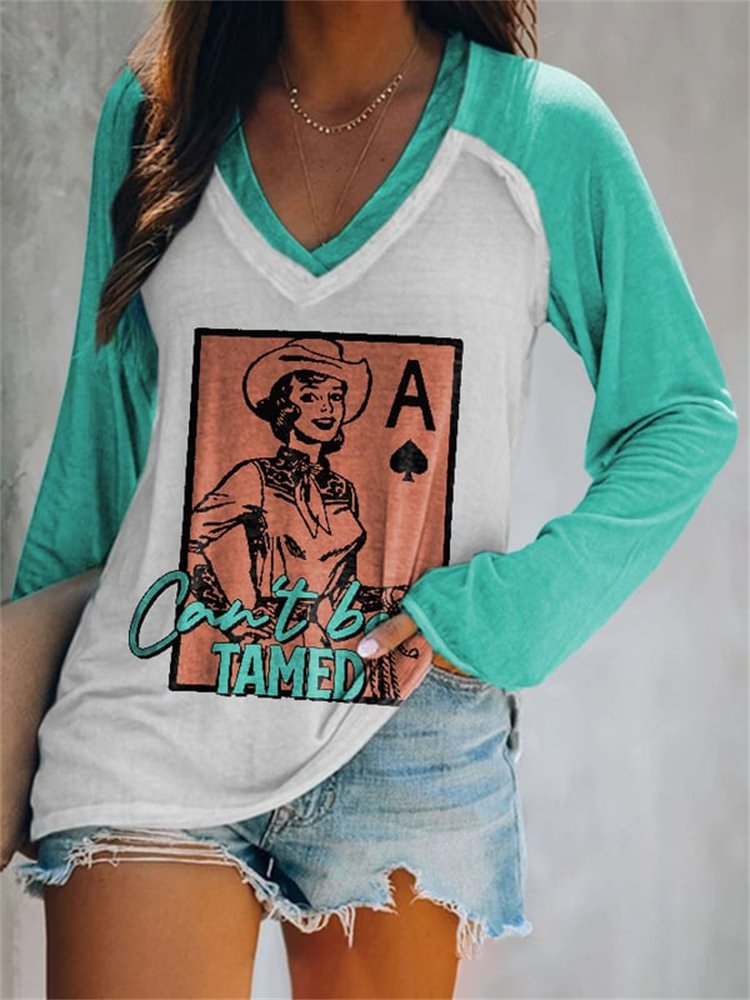 Cowgirl Poker A Can't Be Tamed Colorblock T Shirt