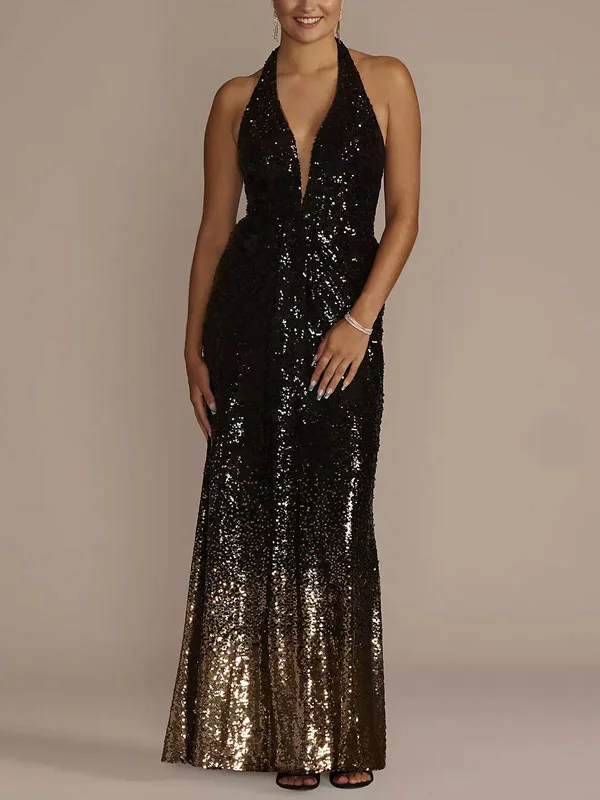Illusion Plunge Ombre Sequin Sheath