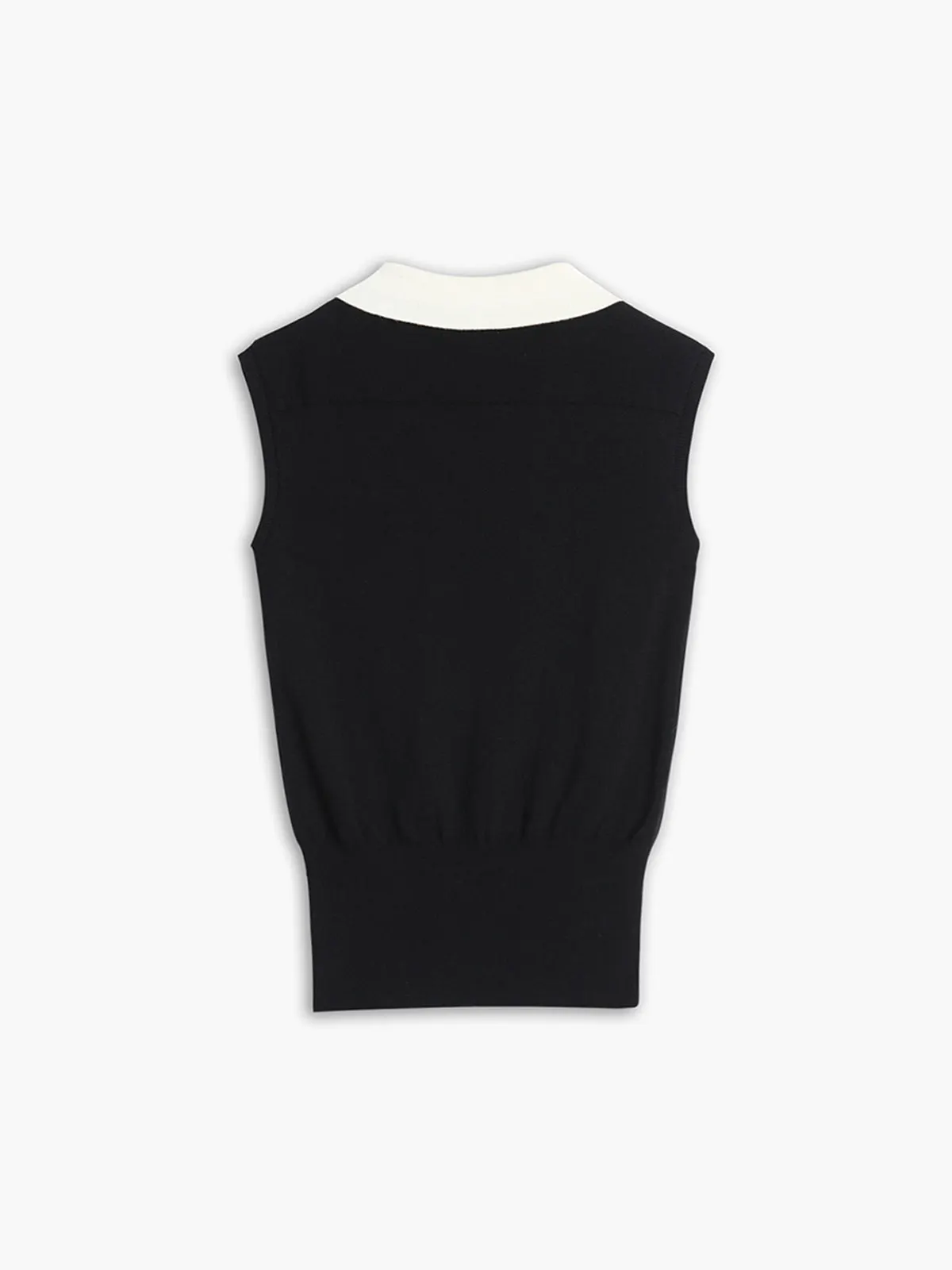 Contrast Trim Collar Trendy V-neck Knit Sweater Vest