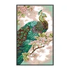>SALE<Embroidery Cotton Thread 14CT Printed Green Peacock Cross Stitch 30x46cm