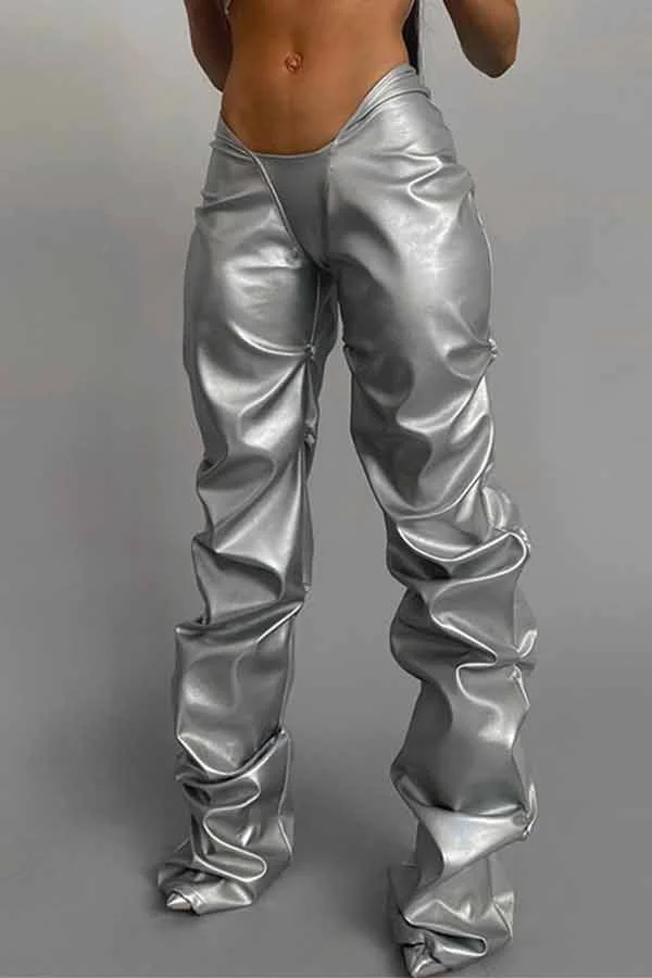 Sexy PU Faux Leather Low Waist Pants