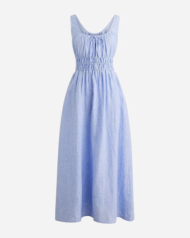Smocked Linen Dress