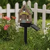 Solar Fairy-Tale Mushroom Cottage Garden Light Auto On/Off Mushroom House Statue Lawn Lights Weather-Proof Resin Mushrooms Ground Decor Lights for Yard Patio Pathway Lawn Flower Bed