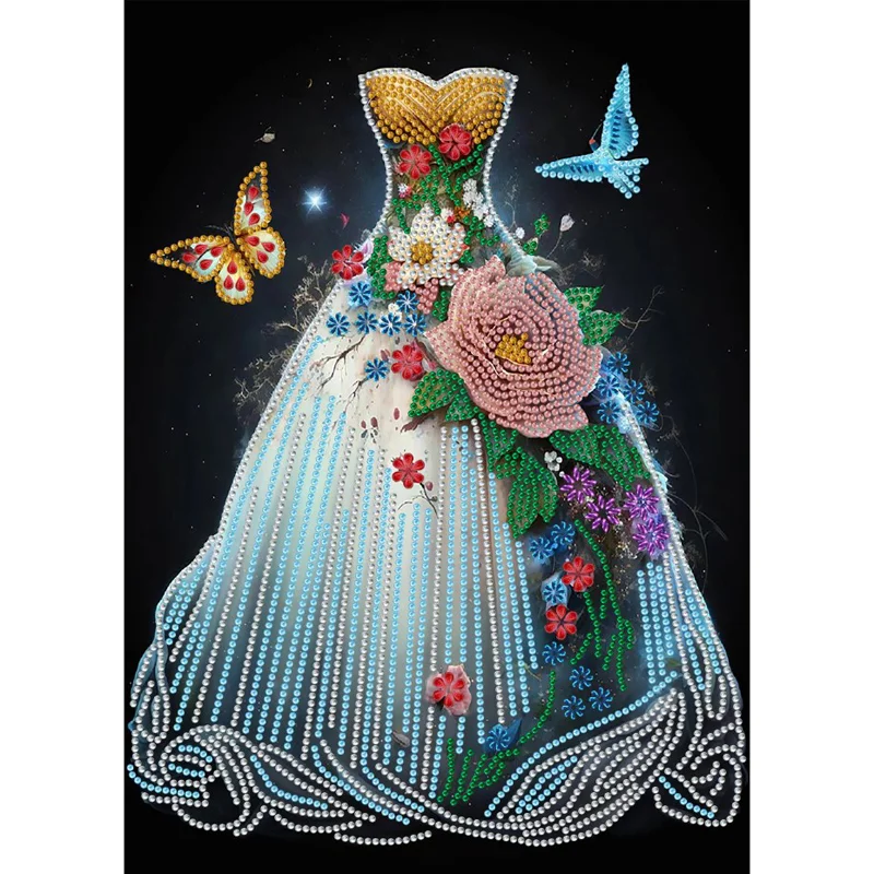 Partial Special-shaped Crystal Rhinestone Diamond Painting - Wedding Dress(30*40cm)
