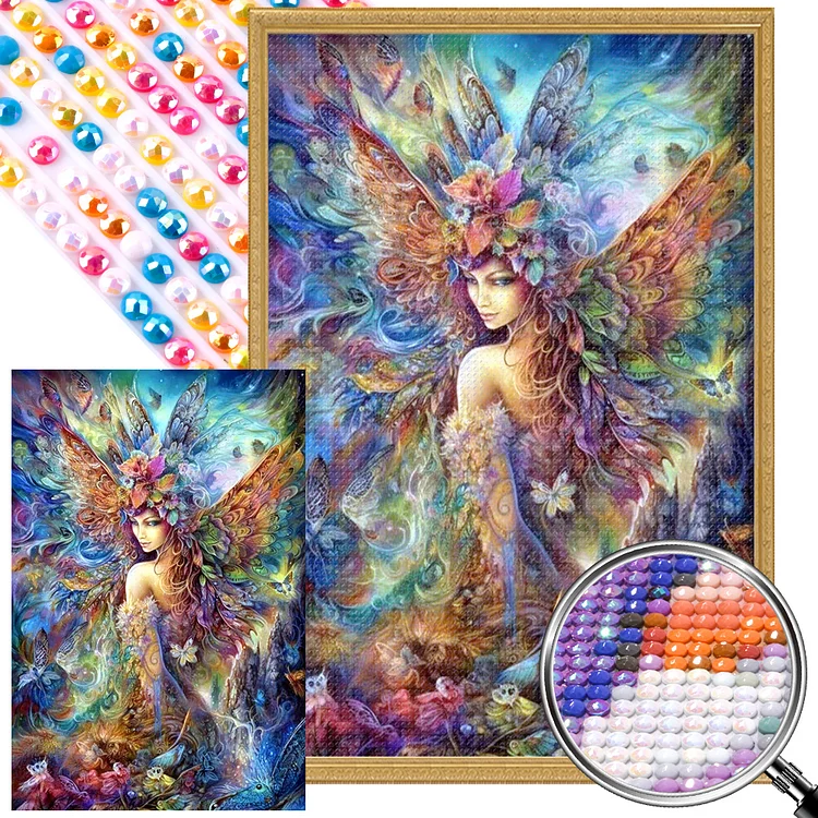 Butterfly Fairy Girl - Full Round(Partial AB Drill) - Diamond Painting(45*65cm)