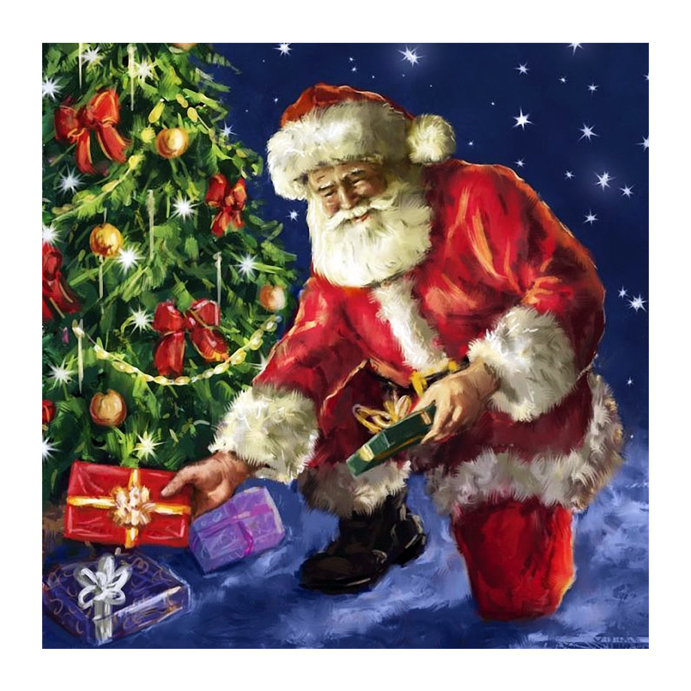 

Christmas Tree Santa Claus - Round Drill Diamond Painting - 30*30CM, 501 Original