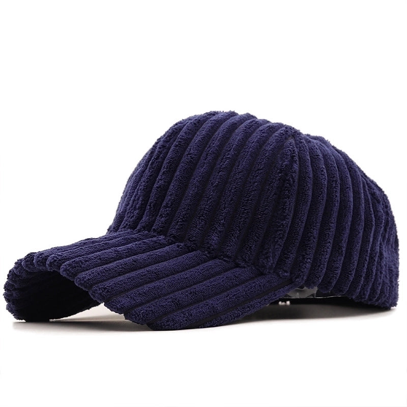 Fashion Casual Solid Color Stripe Corduroy Cap
