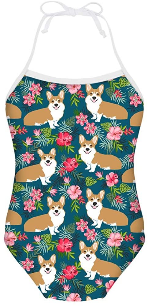 Cat Pattern Girls One Piece Swimsuit Cute Swimwear for 3Y-8Y