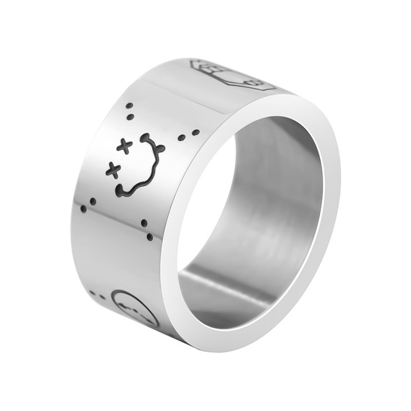 Punk Cartoon Doodle Emoticon Smiley Ring