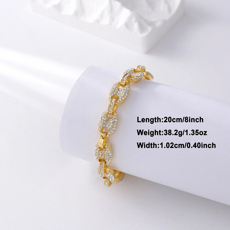 Xiyin Hip Hop Cuban Link Chain Diamond Bracelet Anklet Necklace Men And Women Hiphop Straight