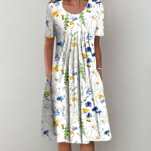 Youthful Floral Print Midi Dress