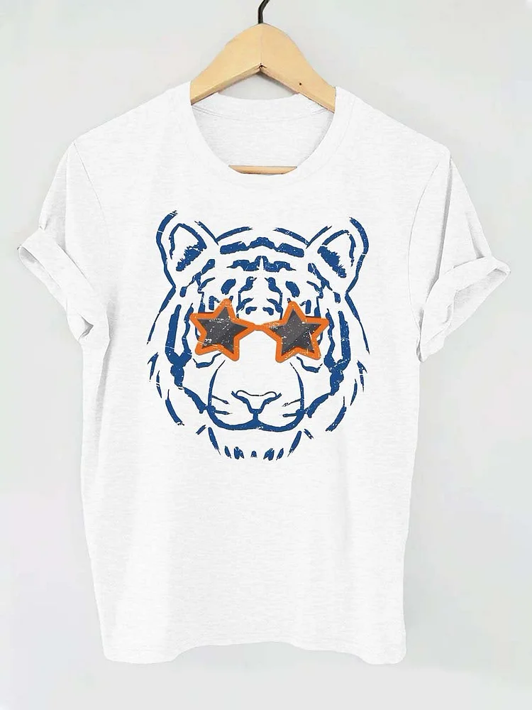 Retro Blue And Orange Tigers Sweatshirt Tigers Crewneck Tigers Baseball Game Day Apparel Tigers Mascot Letter Print T-shirt