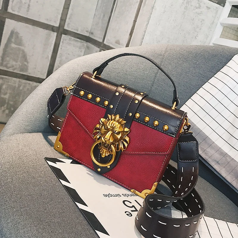 Luxury Handbags Famous Brand Shoulder Bags Designer Female Lion Head Lock Women PU Leather Messenger Crossbody Bags Clutch Sac