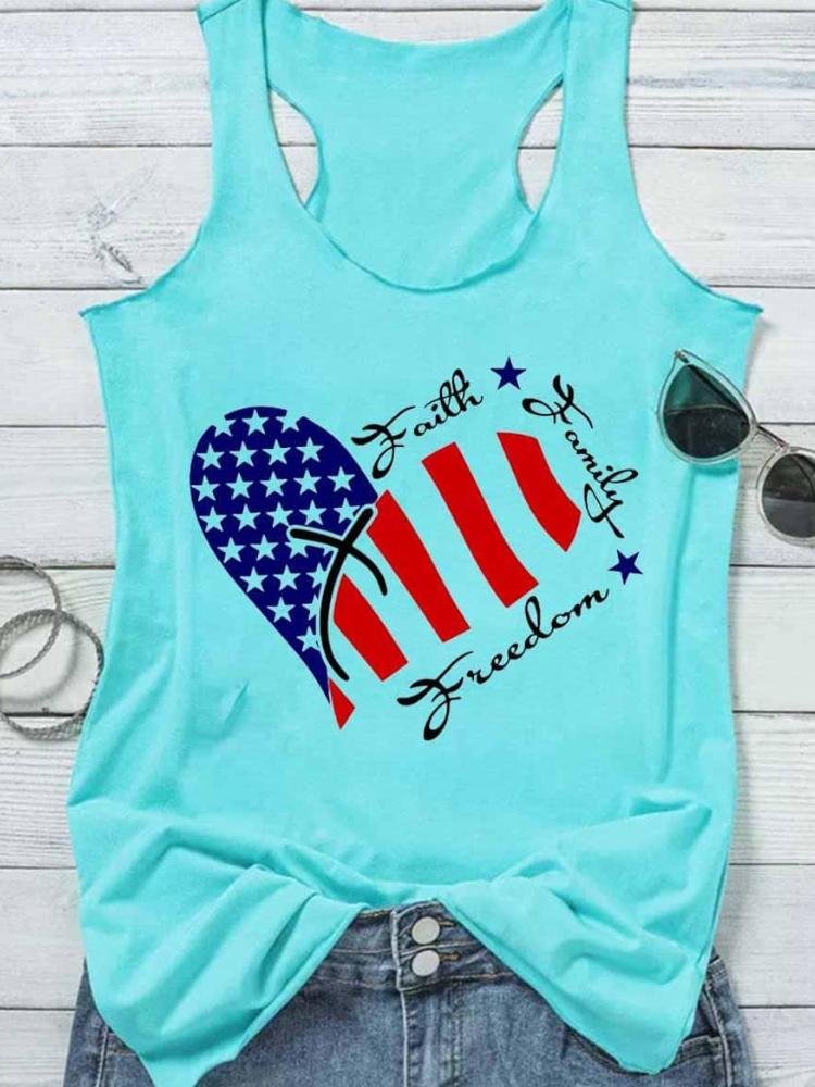 Women's Faith Family Freedom Heart Tank