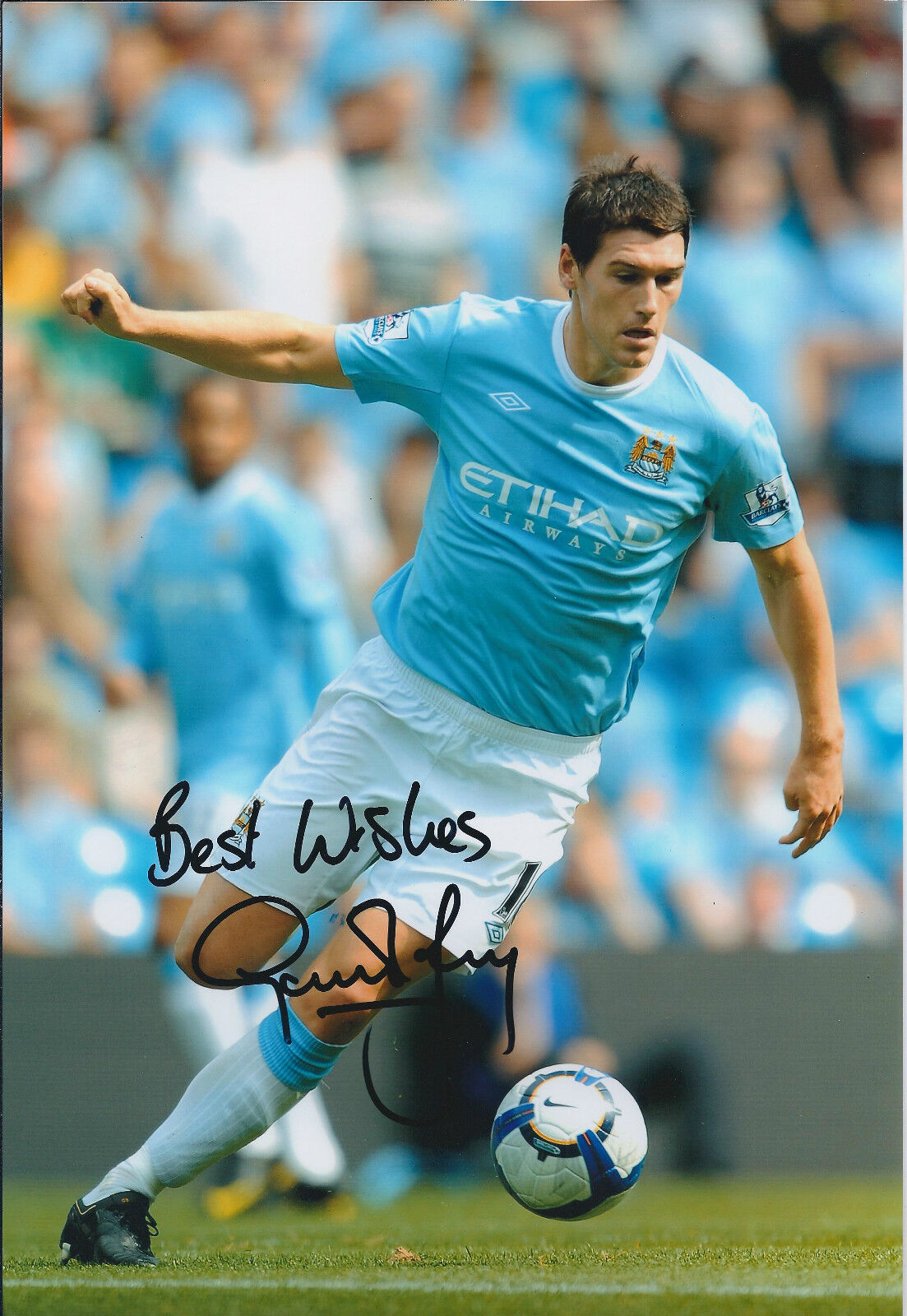 Gareth BARRY SIGNED Autograph 12x8 Photo Poster painting AFTAL COA Manchester City EVERTON