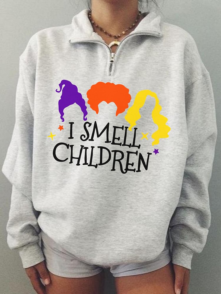 I Smell Children Casual Loose Zip Lapel Sweatshirt
